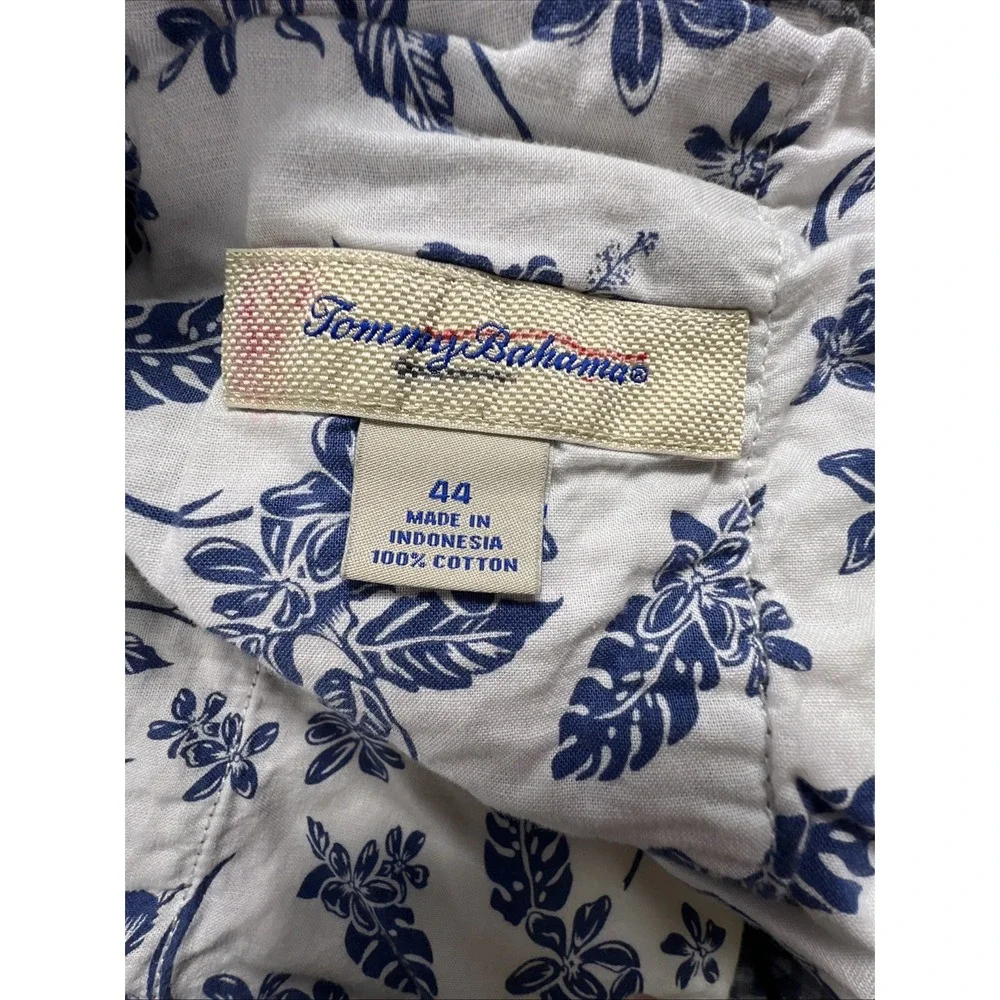 Tommy Bahama Seersucker Shorts Mens 44 Gray Gingham Check 100% Cotton Casual